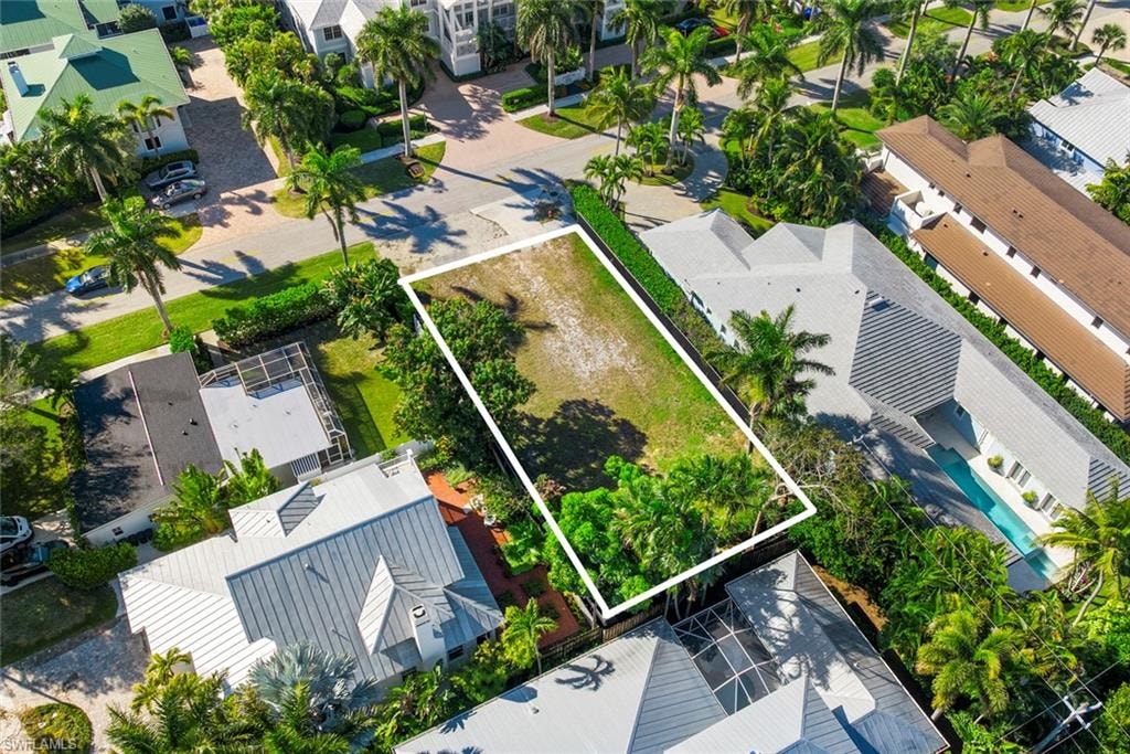 Aerial overview of property's location featuring property boundaries highlighted