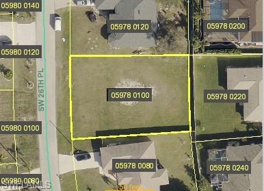 Aerial view of property's location with property boundaries highlighted