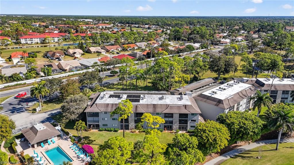 Aerial view of condo complex / building