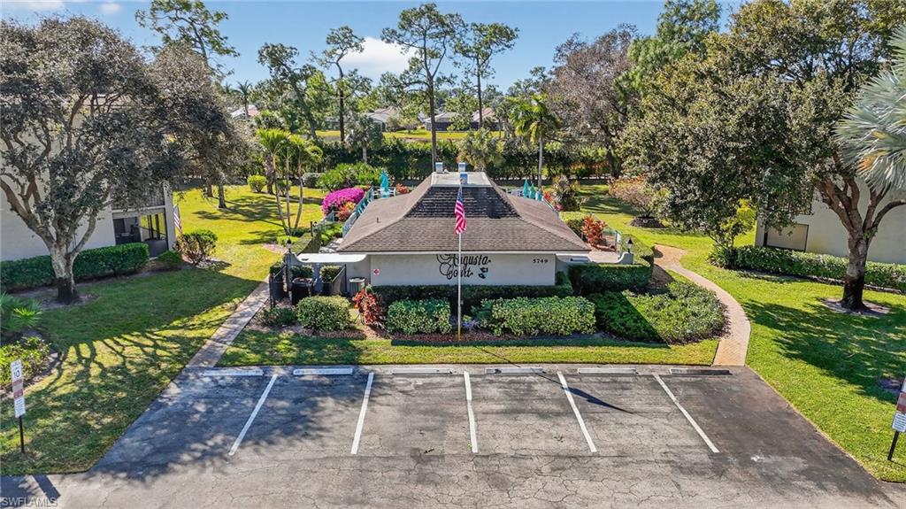 Drone / aerial view pool building