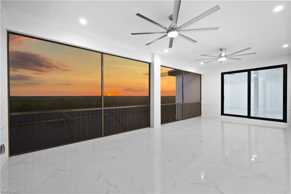 Spare room featuring recessed lighting and ceiling fan