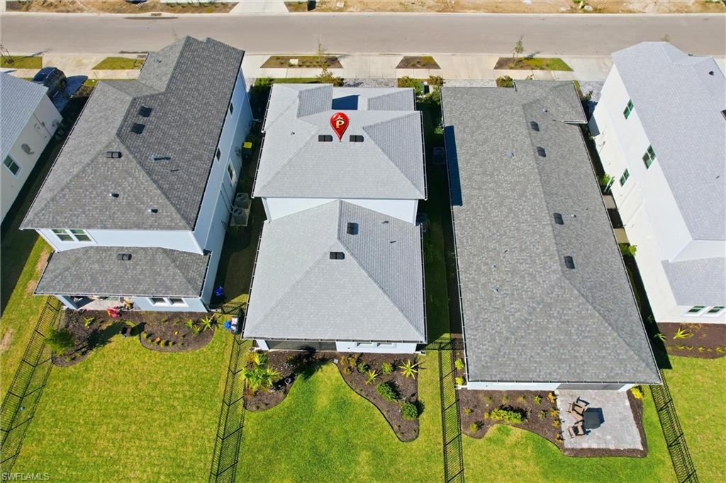 Aerial perspective of suburban area