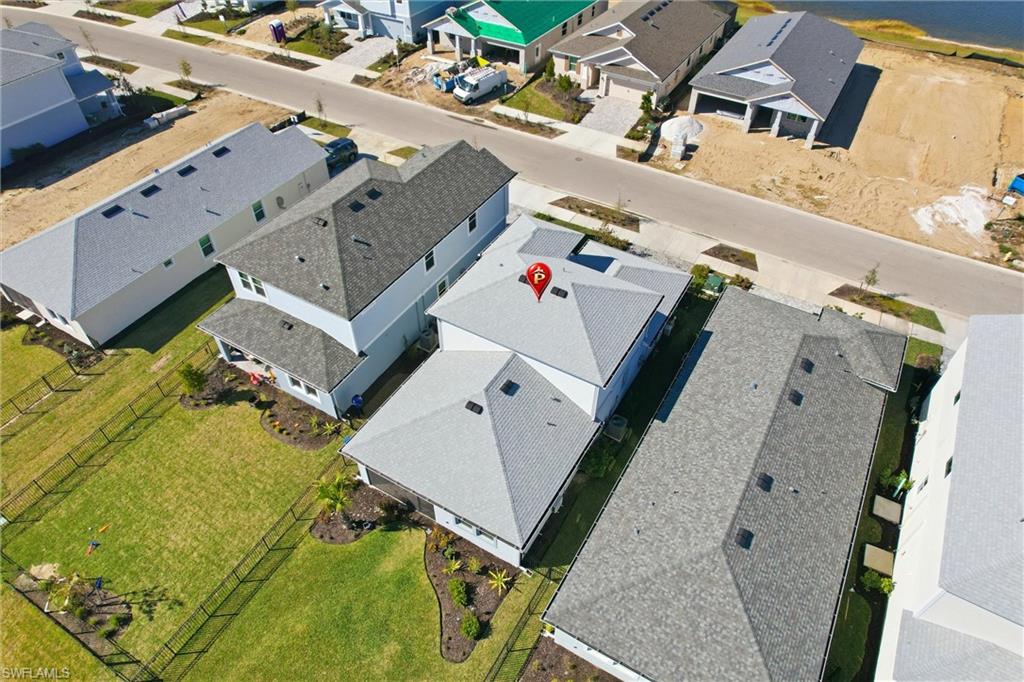 Aerial perspective of suburban area