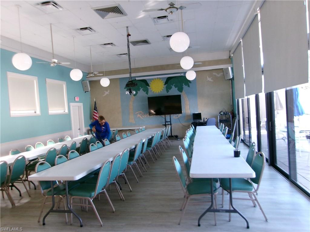 Dining room with light wood-type flooring
