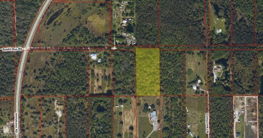 Aerial map of property and surrounding area with property boundaries highlighted