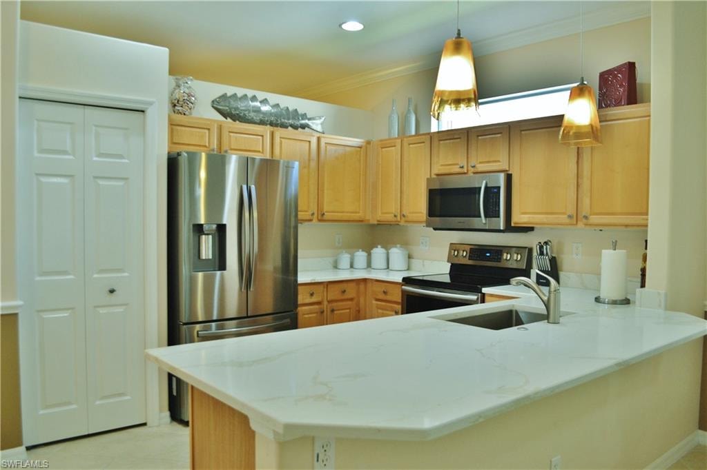 Kitchen with new quartz counters
