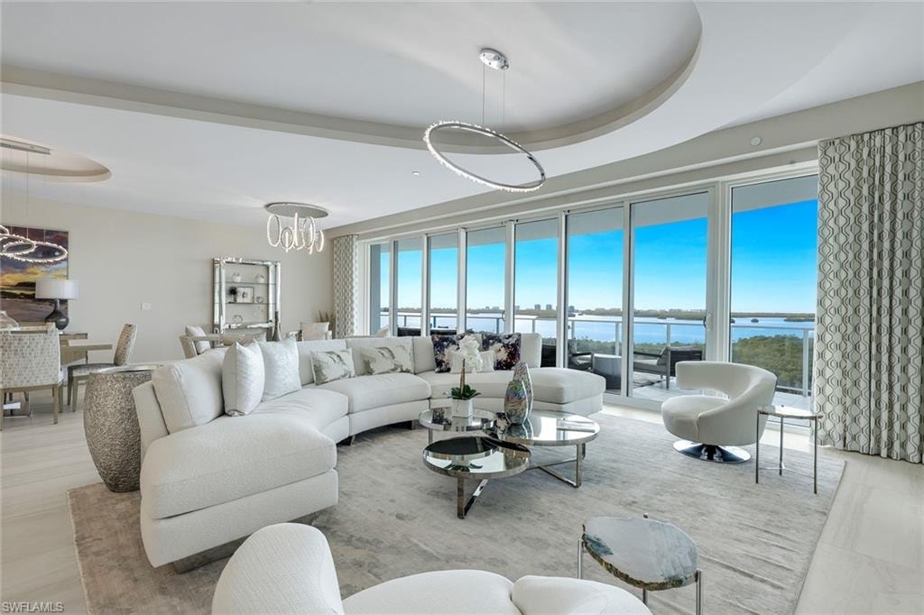 An inviting gathering space, with generous seating overlooking a spectacular view.