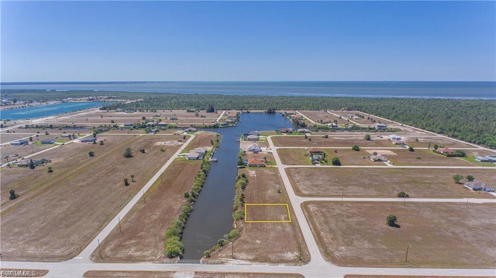 Bird's eye view of a nearby body of water