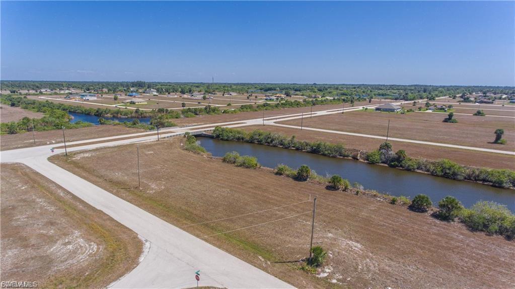 Bird's eye view of a nearby body of water