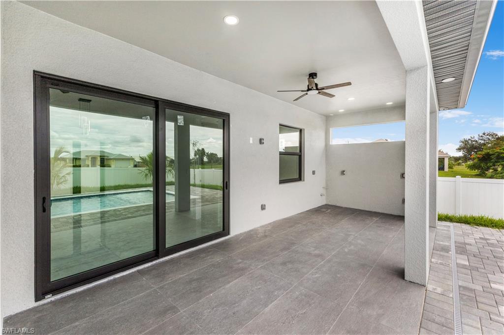 View of patio / terrace featuring a ceiling fan