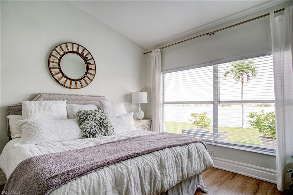 Primary bedroom has lake views