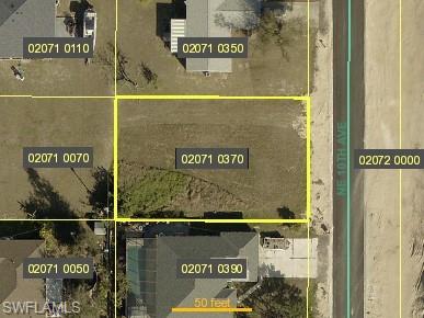Aerial overview of property's location with property parcel outlined