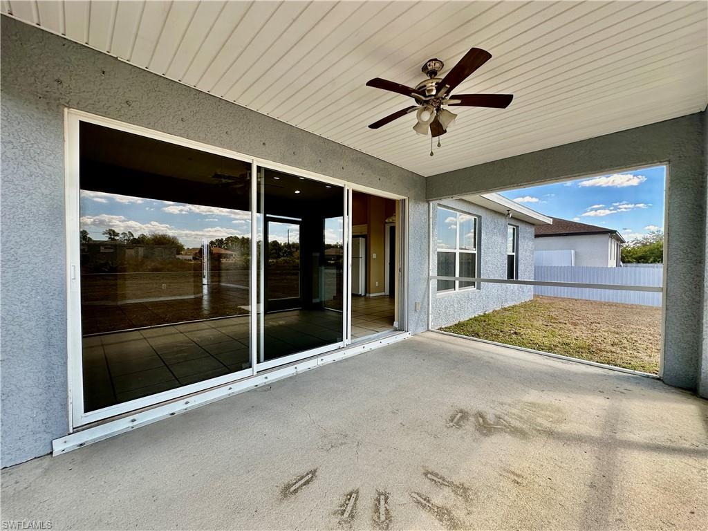 View of Screened Lanai with Ceiling Fan