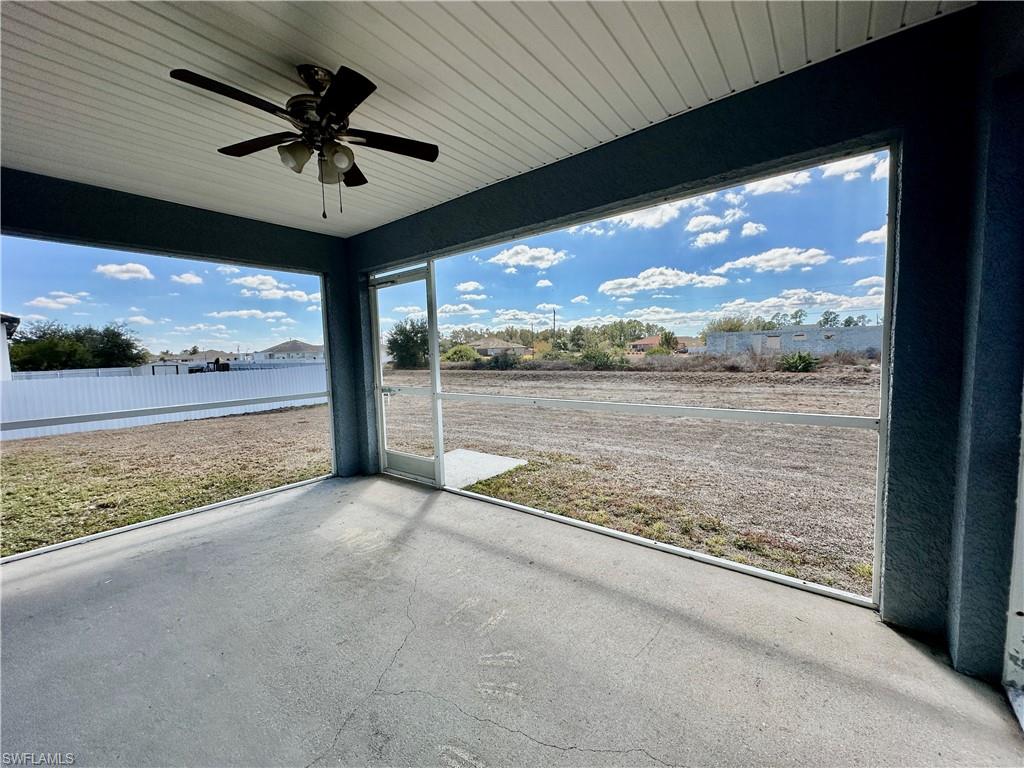 View of Screened Lanai with Ceiling Fan