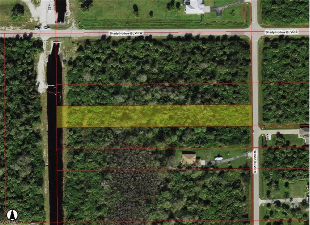 Aerial map of property and surrounding area with property parcel outlined