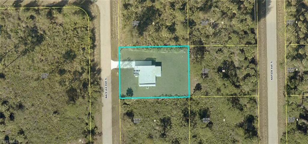 Aerial overview of property's location with property boundaries highlighted