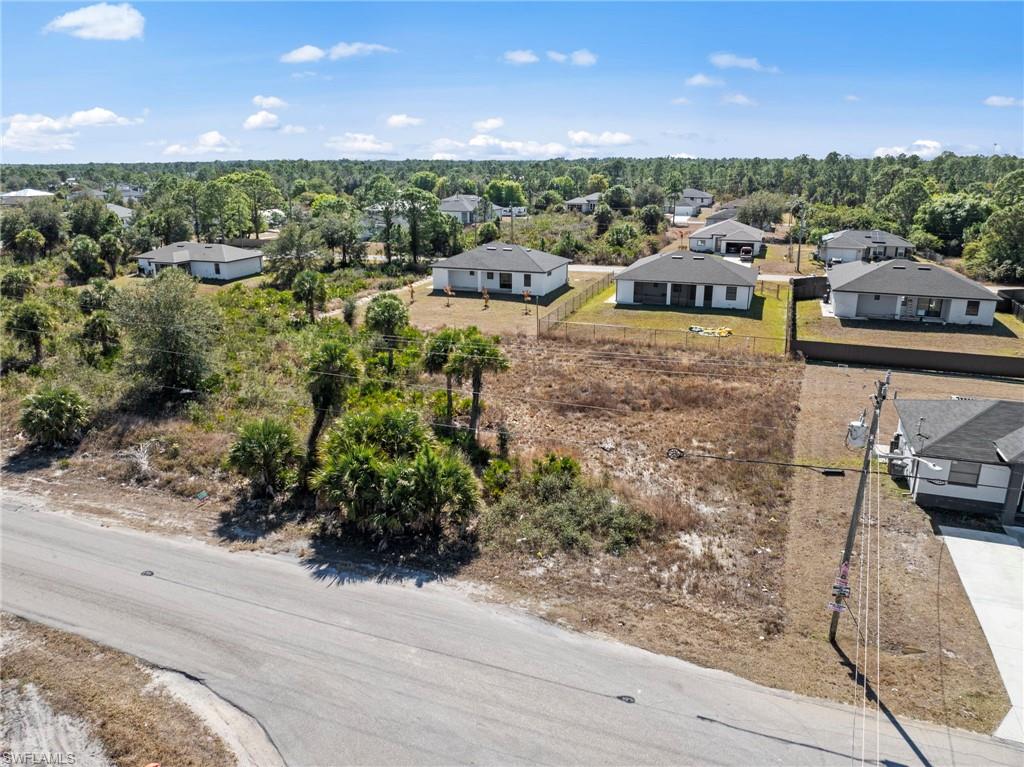 Aerial perspective of suburban area