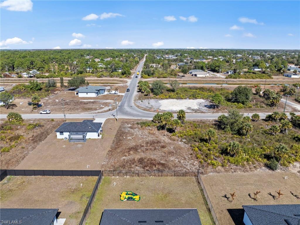 Aerial perspective of suburban area