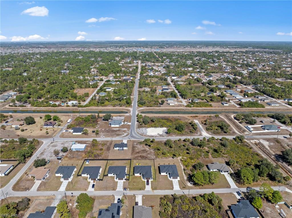 Aerial perspective of suburban area