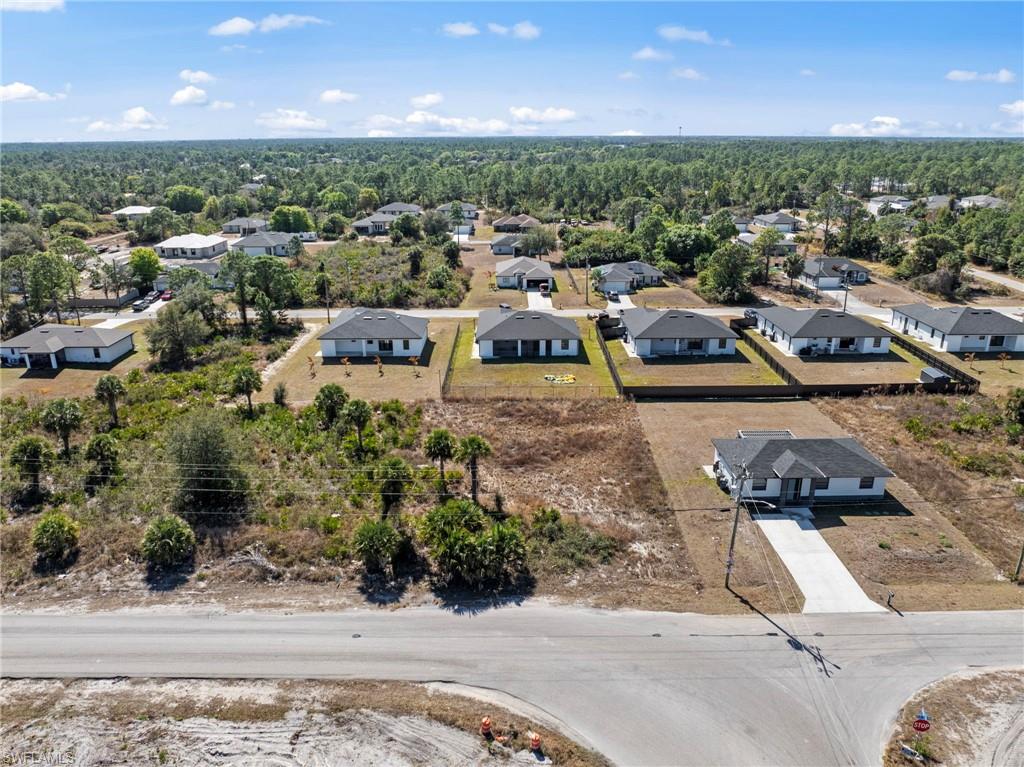 Aerial perspective of suburban area