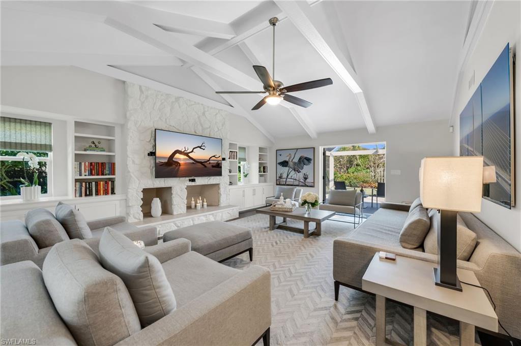Stone fireplace adds character rarely found in new homes