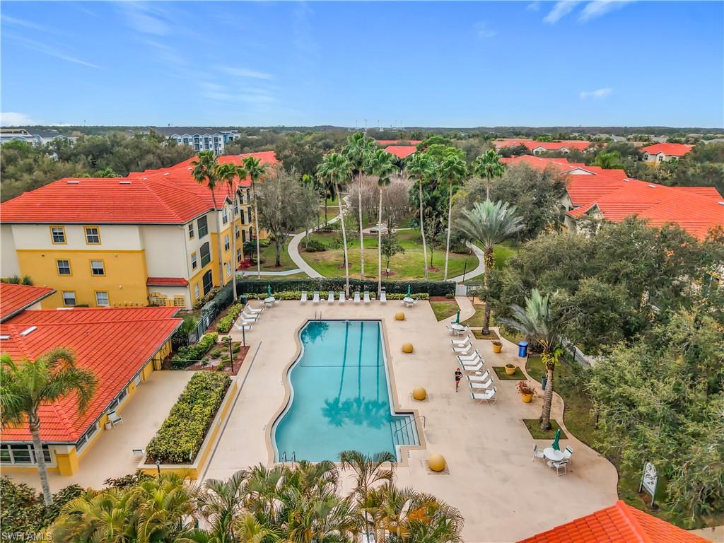 Aerial view of a pool