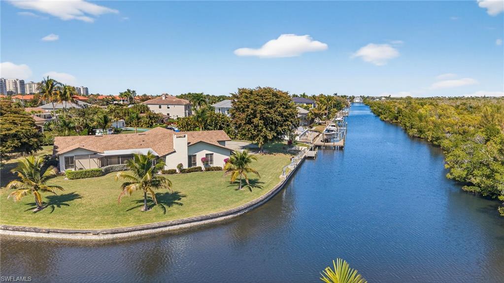 Bird's eye view of a nearby body of water