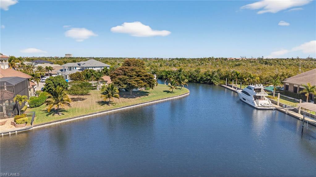 Bird's eye view of a nearby body of water
