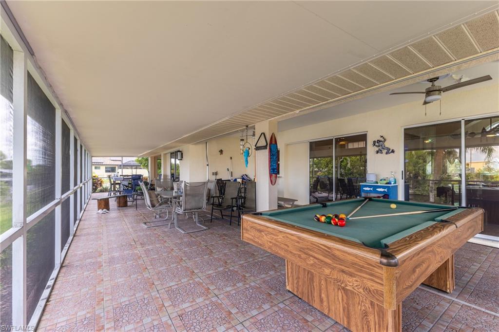 Rec room featuring billiards and a ceiling fan