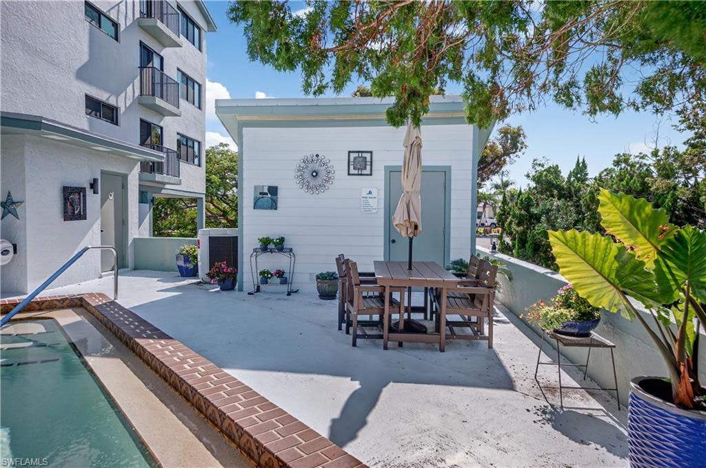 Pool restrooms and pool float storage