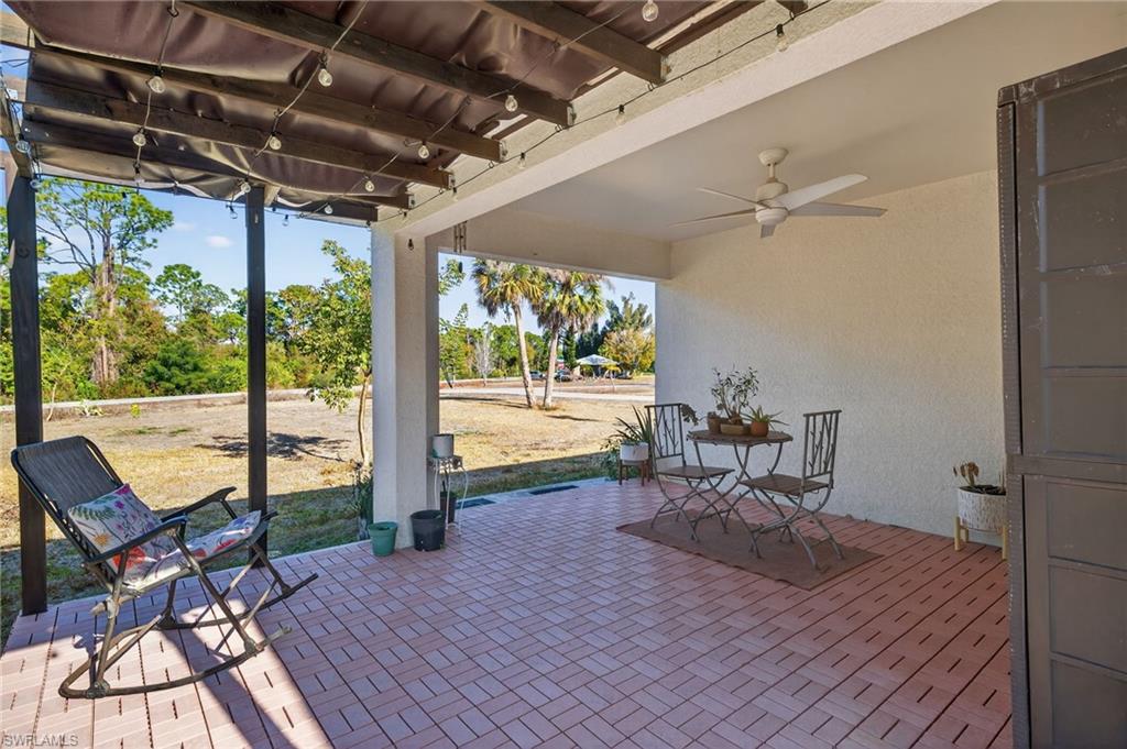 View of patio / terrace featuring ceiling fan