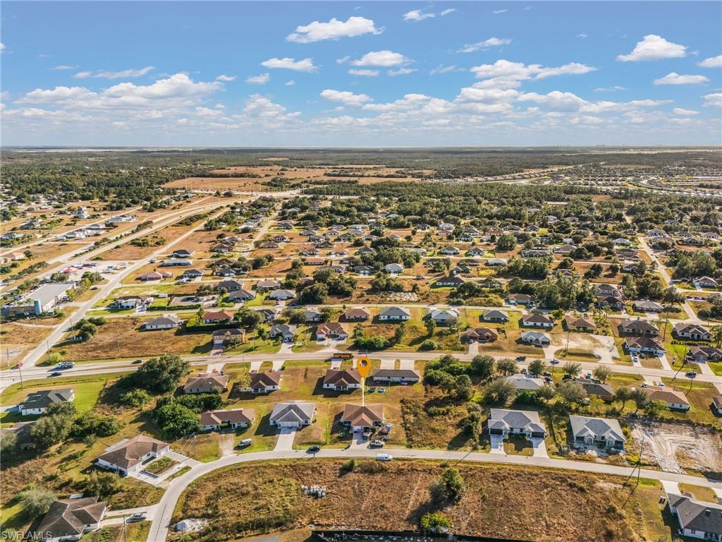 Aerial view of residential area
