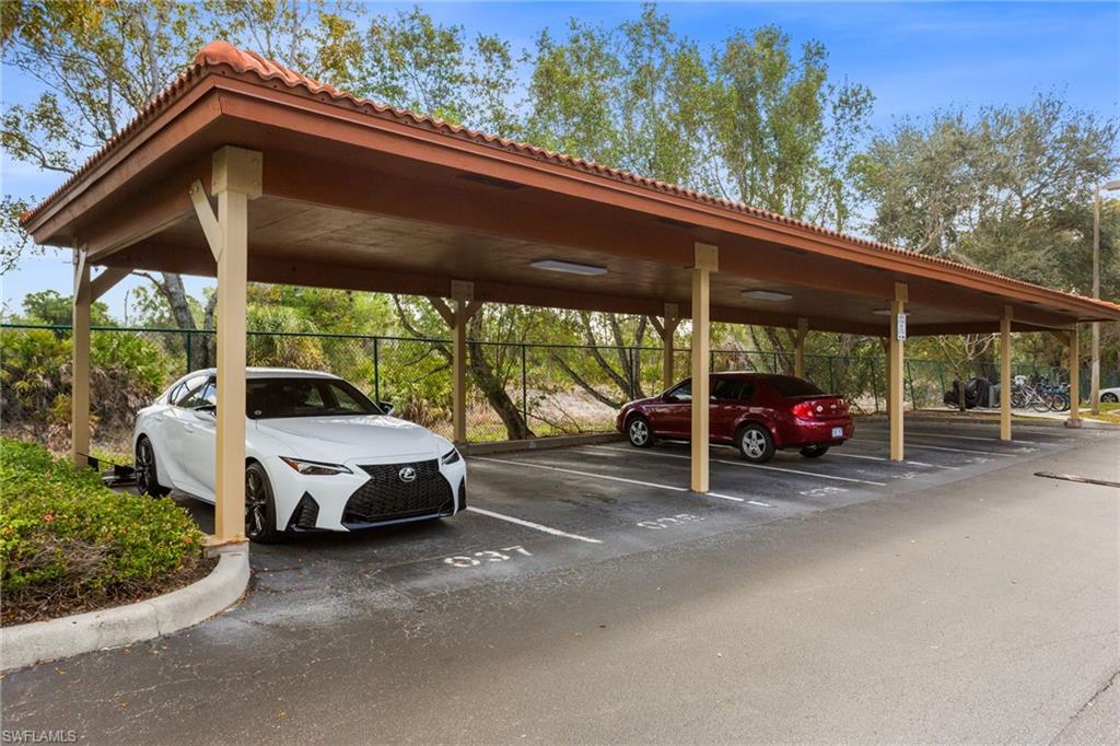 View of covered parking lot