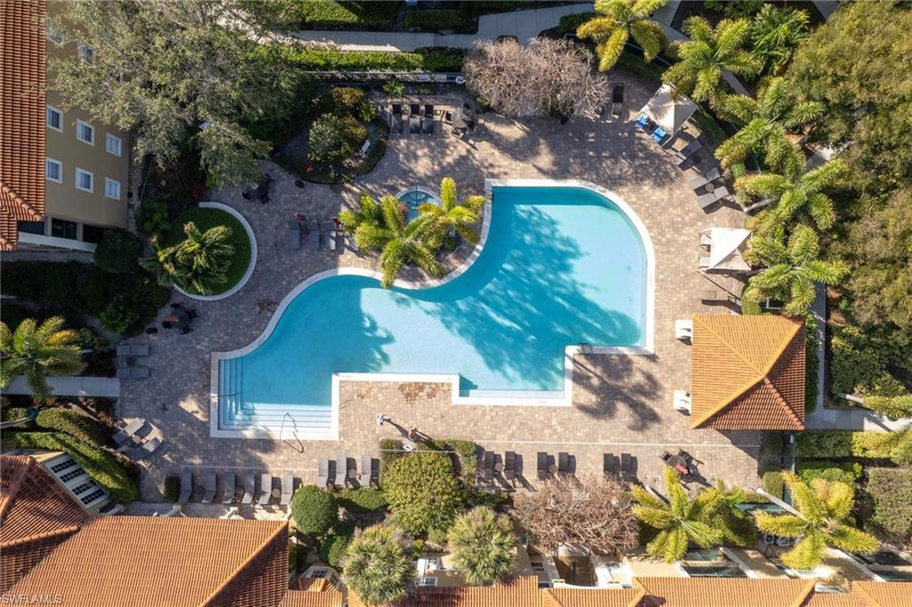 Bird's eye view of a pool area