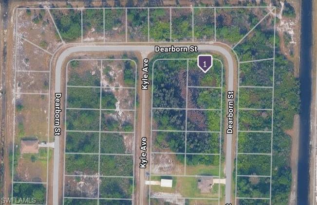 Aerial view of property's location featuring property boundaries highlighted(NOT A SURVEY)