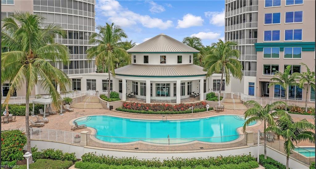 Community pool featuring a patio area