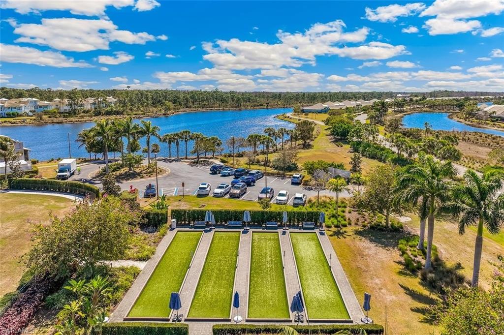 Bird's eye view of a nearby body of water