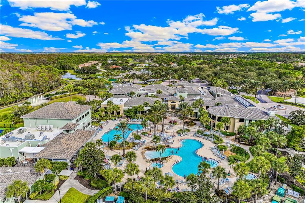 Drone / aerial view of a pool area