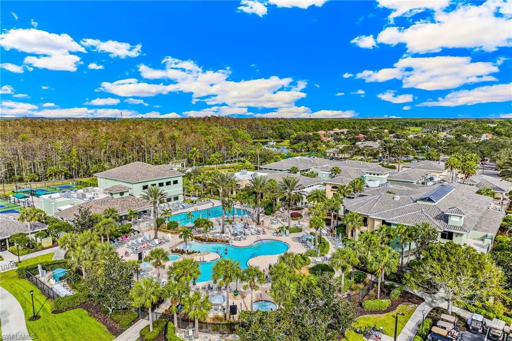 Aerial view of a pool