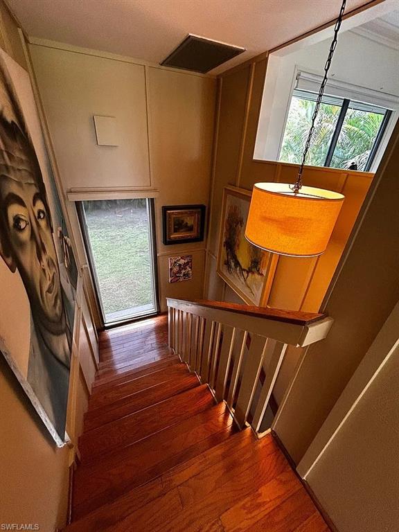 Stairs with wood finished floors