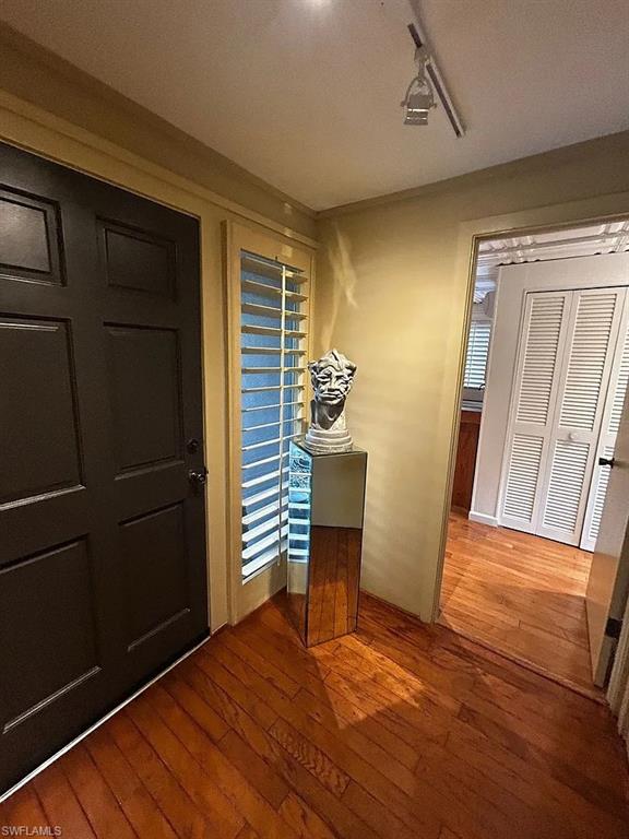 Foyer entrance featuring dark wood finished floors