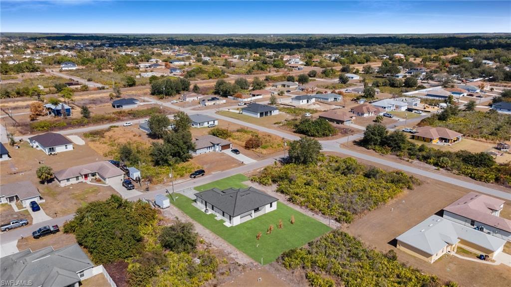 Aerial perspective of suburban area
