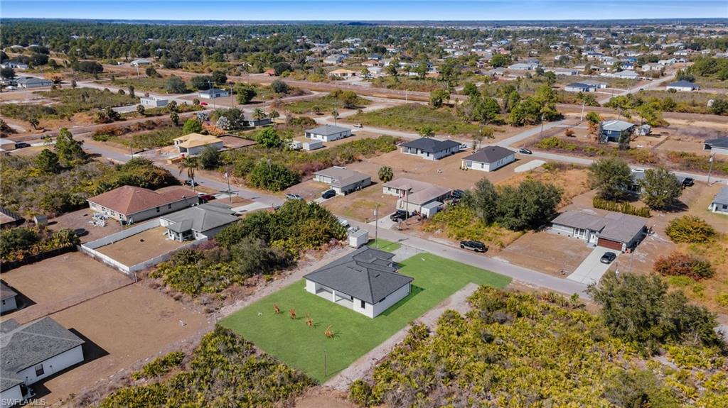 Aerial perspective of suburban area