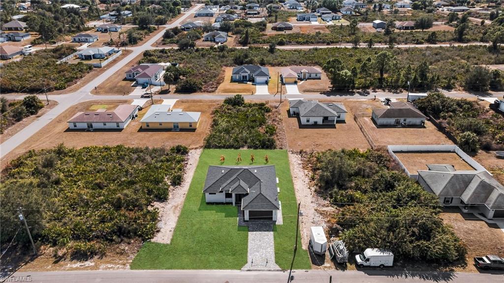 Aerial perspective of suburban area