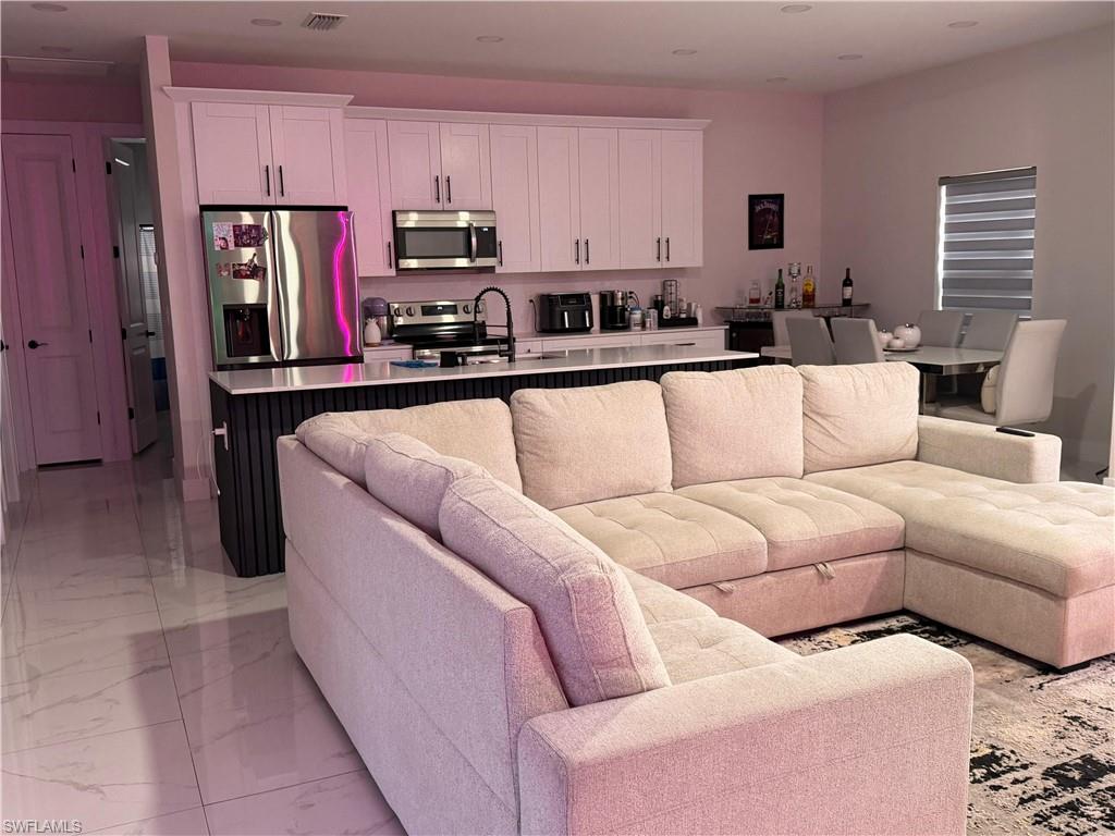 Living room featuring recessed lighting