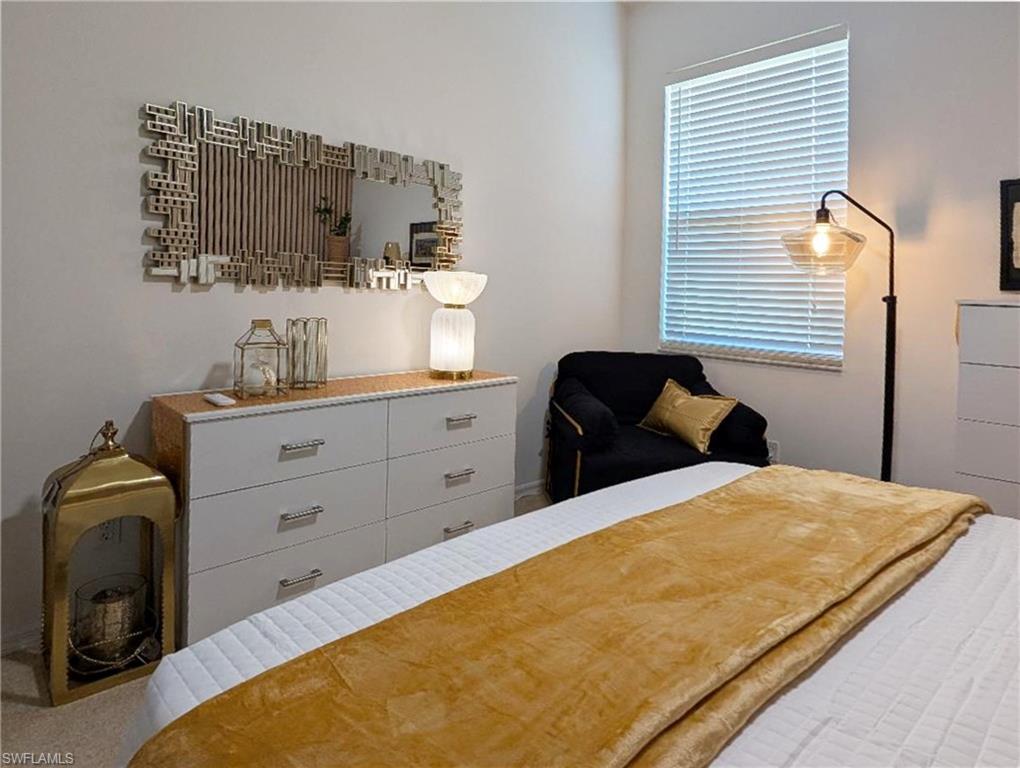 View of guest bedroom with modern accents