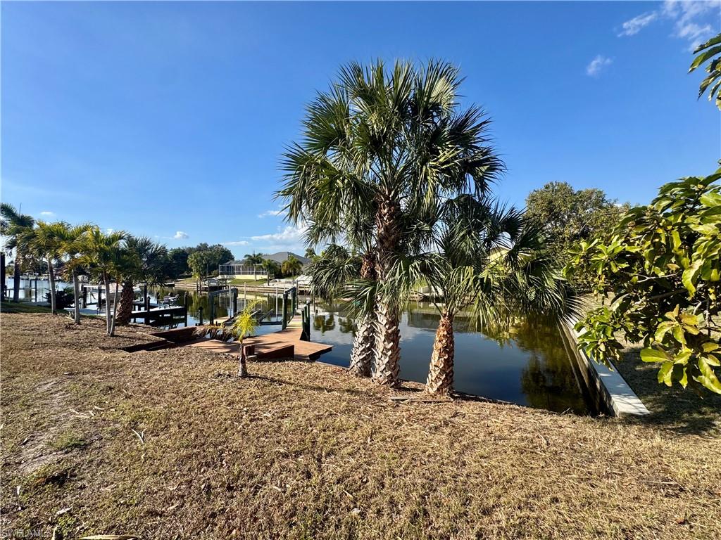 Water view with a boat dock