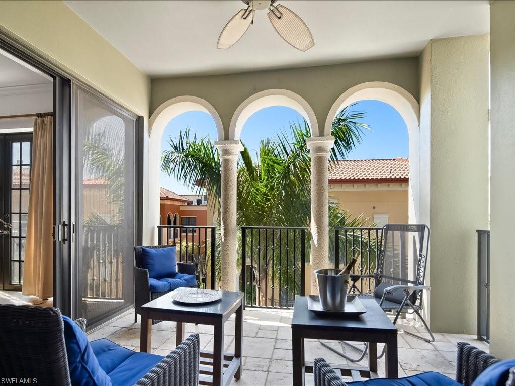 Patio / terrace with a ceiling fan and outdoor furniture