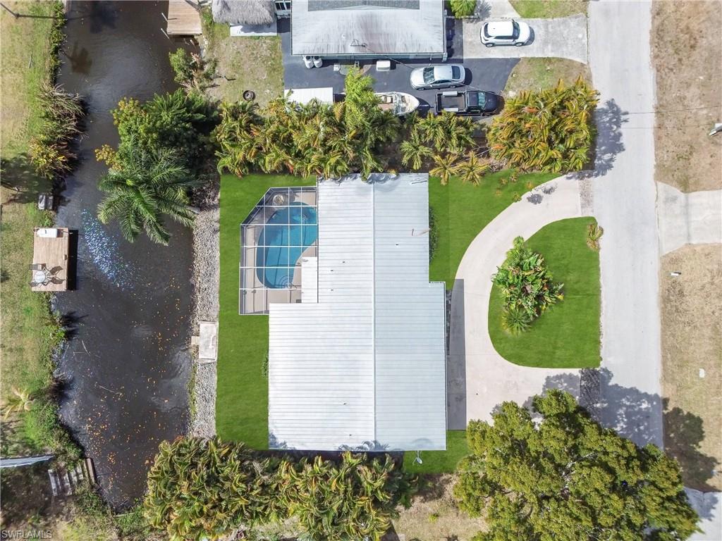 Drone / aerial view of a pool area