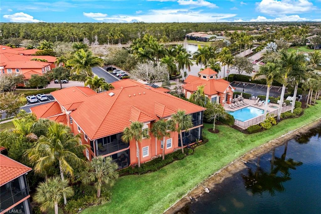 Drone / aerial view of Legacy pool area, steps away.